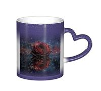 MLTRFGJ Galaxy Cosmic Rose Fusion Printed Thermosensitive Color Changing Starry Ceramic Cup, Color Changing Mug
