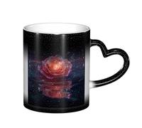 MLTRFGJ Galaxy Cosmic Rose Fusion Printed Thermosensitive Color Changing Starry Ceramic Cup, Color Changing Mug