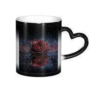 MLTRFGJ Galaxy Cosmic Rose Fusion Printed Thermosensitive Color Changing Starry Ceramic Cup, Color Changing Mug