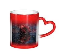 MLTRFGJ Galaxy Cosmic Rose Fusion Printed Thermosensitive Color Changing Starry Ceramic Cup, Color Changing Mug