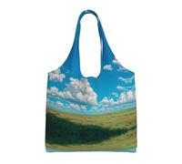 MLTRFGJ Grassland Expanse Printed Multifunctional Canvas Tote Bag, Suitable For Various Purposes