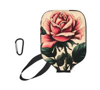 MLTRFGJ Hand-Drawn Rose Printed Peak Racket Cover with Mesh Bag for Peakball Towel, with Long Zipper and Full Opening.