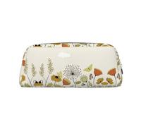MLTRFGJ Hen Flying Butterflies Among Flowers Printed Multifunctional Leather Zipper Pencil Case, Suitable for School, Office and Travel