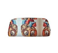 MLTRFGJ Human Anatomy Heart Chart Printed Multifunctional Leather Zipper Pencil Case, Suitable for School, Office and Travel