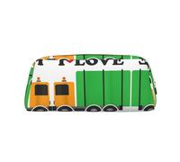 MLTRFGJ I Love Garbage Trucks Printed Multifunctional Leather Zipper Pencil Case, Suitable for School, Office and Travel
