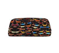 MLTRFGJ I Love My Dog Dachshunds Printed Multifunctional Leather Zipper Pencil Case, Suitable for School, Office and Travel