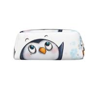 MLTRFGJ I Love Penguins Printed Multifunctional Leather Zipper Pencil Case, Suitable for School, Office and Travel