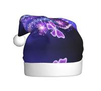 MLTRFGJ Lovely Purple Butterfly Printed Adult Holiday Christmas Hats, Festive Party Supplies For Christmas And New Year