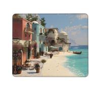 MLTRFGJ Mediterranean Style Beach Printed Non-Slip Mouse Pad, Super Durable And Comfortable Game And Office Accessories.
