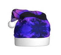 MLTRFGJ Palm Tree Purple Sunset Printed Adult Holiday Christmas Hats, Festive Party Supplies For Christmas And New Year