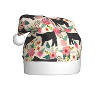 MLTRFGJ Pink Flower Show Steer Cows Cattle Printed Adult Holiday Christmas Hats, Festive Party Supplies For Christmas And New Year
