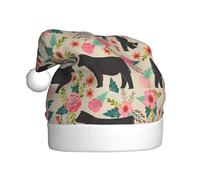 MLTRFGJ Pink Flower Show Steer Cows Cattle Printed Adult Holiday Christmas Hats, Festive Party Supplies For Christmas And New Year