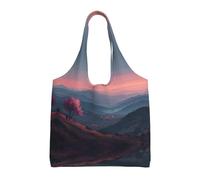 MLTRFGJ Pink Twilight Printed Multifunctional Canvas Tote Bag, Suitable For Various Purposes