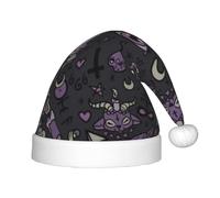 MLTRFGJ Purple Black Goth Spooky Printed Children'S Christmas Hat, Suitable For Holiday And Party Decoration