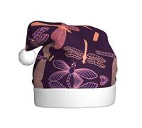 MLTRFGJ Purple Dragonfly Printed Adult Holiday Christmas Hats, Festive Party Supplies For Christmas And New Year