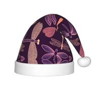 MLTRFGJ Purple Dragonfly Printed Children'S Christmas Hat, Suitable For Holiday And Party Decoration