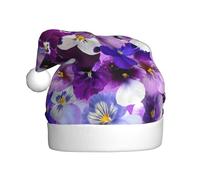 MLTRFGJ Purple Flower Printed Adult Holiday Christmas Hats, Festive Party Supplies For Christmas And New Year