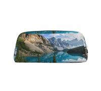 MLTRFGJ Rocky Mountains Printed Multifunctional Leather Zipper Pencil Case, Suitable for School, Office and Travel