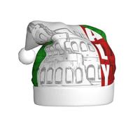 MLTRFGJ Roman Colosseum Italian Flag Printed Adult Holiday Christmas Hats, Festive Party Supplies For Christmas And New Year