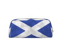 MLTRFGJ Scottish Retro Printed Multifunctional Leather Zipper Pencil Case, Suitable for School, Office and Travel