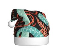 MLTRFGJ Snake And Flower Printed Adult Holiday Christmas Hats, Festive Party Supplies For Christmas And New Year