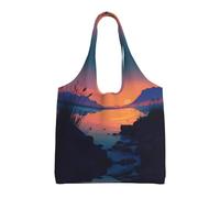 MLTRFGJ Sunset Glow Printed Multifunctional Canvas Tote Bag, Suitable For Various Purposes