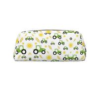 MLTRFGJ Tractor Farming Printed Multifunctional Leather Zipper Pencil Case, Suitable for School, Office and Travel