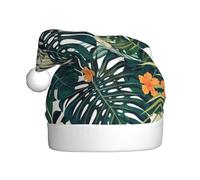 MLTRFGJ Tropical Summer Hawaiian Flower Palm Leaves Printed Adult Holiday Christmas Hats, Festive Party Supplies For Christmas And New Year