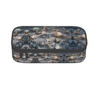 MLTRFGJ Winter Wonderland Printed Portable Large Capacity Compartment Stationery Pen Bag, Suitable for School Or Office Stationery