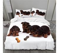 MLUNKQAIL Bone Duvet Cover Double, Welsh Terrier Bedding, Soft Cosy 3 Piece 110gsm Microfibre Quilt Cover and 2xPillow Case 50x75 cm with Zipper Closure for Bedroom