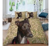 MLUNKQAIL Dog Double Duvet Cover Greyhound Print Bedding for Double Bed Bedroom Decoration Quilt Cover and 2 Pillowcases 50x75cm, Soft 110gsm Microfiber, with Zipper Closure