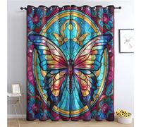 MLUNKQAIL Flowers Blackout Curtains Butterfly Window Treatments, Eyelet Curtains, Thermal Insulated Super Soft Microfiber Curtains & Drapes 66x54 Inch 2 Panels