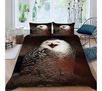 MLUNKQAIL Owl Single Duvet Cover Set Snowy Owls Print Bedding for Single Bed Bedroom Decoration Quilt Cover and 2 Pillowcases 50x75cm, Soft 110gsm Microfiber, with Zipper Closure