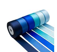 Mlurcu Blue Satin Ribbon 1 Inch Wide Navy Blue Royal Blue Light Blue Ribbon Assorted Solid Color Double Faced Satin Ribbon for Flower Bouquet Wedding Invitation Crafts Gift Wrapping Hair Bows - 60Yds