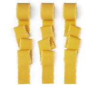 Mlurcu Gold Cotton Linen Ribbon 1.5" x 7Yds Golden Yellow Boho Vintage Rustic Ribbon Handmade Fringe Frayed Cloth Fabric Ribbon for Gift Wrapping Wedding Invitations Bridal Bouquets DIY Crafts