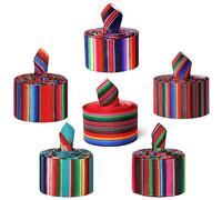 MLURCU Mexican Serape Ribbon Fiesta Ribbon 6 Rolls Rainbow Striped Ribbon Mexicano para Fiesta Colorful Grosgrain Ribbon for Gift Wrapping Mexican Party Decorations Mexican Costume Sewing Supplies