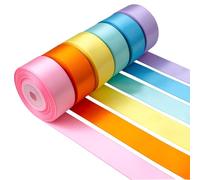 Mlurcu Pastel Satin Ribbon 1 Inch Colorful Ribbon Bulk Rolls Assorted Solid Color Double Faced Satin Ribbon for Crafts, Easter, Baby Showers, Wedding, Gift Wrapping, Hair Bows