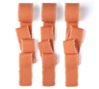 Mlurcu Terracotta Cotton Linen Ribbon 1.5" x 21Yds Burnt Orange Boho Vintage Rustic Ribbon Handmade Fringe Frayed Cloth Fabric Ribbon for Gift Wrapping Wedding Invitations Bridal Bouquets DIY Crafts