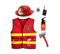 MLWSKERTY 1/2 / 3 / 6pcs Washable Kids Fireman Costume for, Boys, Girls, and Children with Complete Firefighter Accessories Fireman Costume Accessories