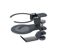 MLWSKERTY 2 in 1 360°Swivels Cup Tray Cup Holder with Headsets Hook Durability Aluminum Clamp Mount Fit for 5-50mm Thick Desks Adjustable Under Desk Headsets Holder