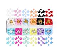 MLWSKERTY 3D Flower Nail Charms,12Colors 3D Acrylic Flower Nail Jewelry with Gold Silver Caviar Beads Pearl for DIY Nail Art Decor