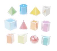 MLWSKERTY Clear Colorful Geometric Shapes Building Blocks Assembly Block Game Toy For Kid Preschoolers 3+Developing Math Skills