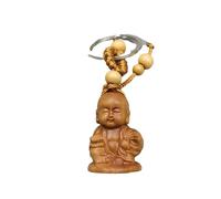 MLWSKERTY Fengs Peach Wood Buddhas Pendant Keychain Key Chain Buddhas Statue Symbolizes Auspiciousness