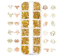 MLWSKERTY Twelve Zodiac Theme Charms Zodiac Nail Stickers Flatback 12 Star Signs Alloy Charms for Nails Sequins DIY Craft Decor