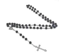 MLWSKERTY Vintage Crosses Pendant Necklace for Men Women Gothic Accessories Neck Beaded Black/White Chain Collarbone Chain Charm