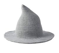 MLWSKERTY Women Winter Faux Wool Knitted Halloween Witch Hat Solid Wide Brim Bucket Hats For Men Cool