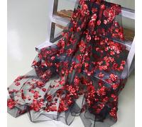 MLYAYE by the Metre Black Sequin Lace Fabric, Fashion Red Floral Sequin Polyester Cloth for Dressmaking/Holiday Party/Prom, Lightweight Rustic Style Embroidered Fabric - Cuttable((4 yard) 4m)