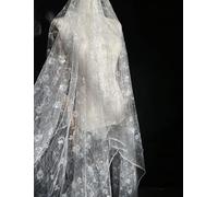 MLYAYE by the Metre Sewing Designer Utility Lace Tulle Fabric Balck, African Sophisticated Sequin Floral Mesh Cloth for Halloween/Prom/Party, Multifunction Custom Clothes Fabric(White,4 yard(4m))