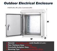MLYAYE Heavy Duty Electrical Enclosure Box with Hinge & Handle, Waterproof Antirust Outside Junction Project Boxes Cabinet Steel for Telegraph Pole/Solar Street Lamp Post(#1,H 16 x W 12 x D 8 in)