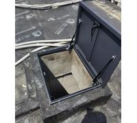 MLYAYE Heavy Duty Rectangle Roof Hatch Black with Gas Shock Strut, Rooftop Skylight Access Control Panle Replacement for Barns Loft Villa Flat Roof, Easy to Install(In-100x70cm/39x28)
